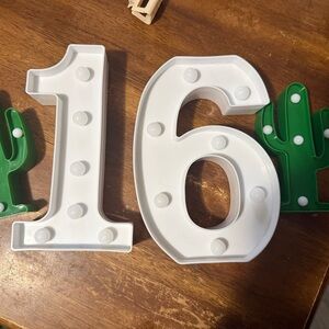 White LED Number 16 Party Decoration